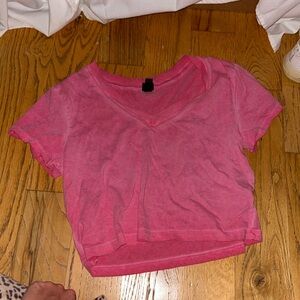 Pink cropped v-neck wild fable top